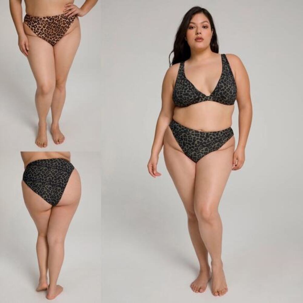 Good‎ American Good Waist Cheeky Bottom Swim Leopard Natural